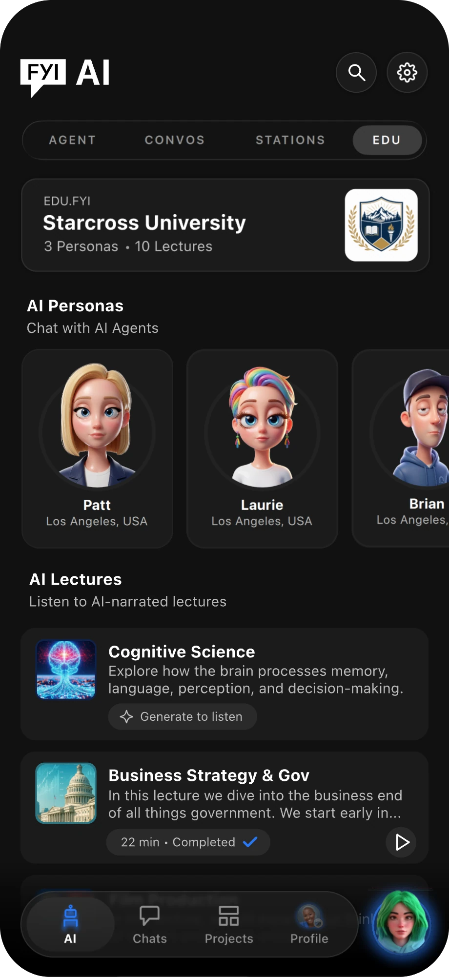Explore EDU.FYI screen 1 of 2 — the EDU AI tab