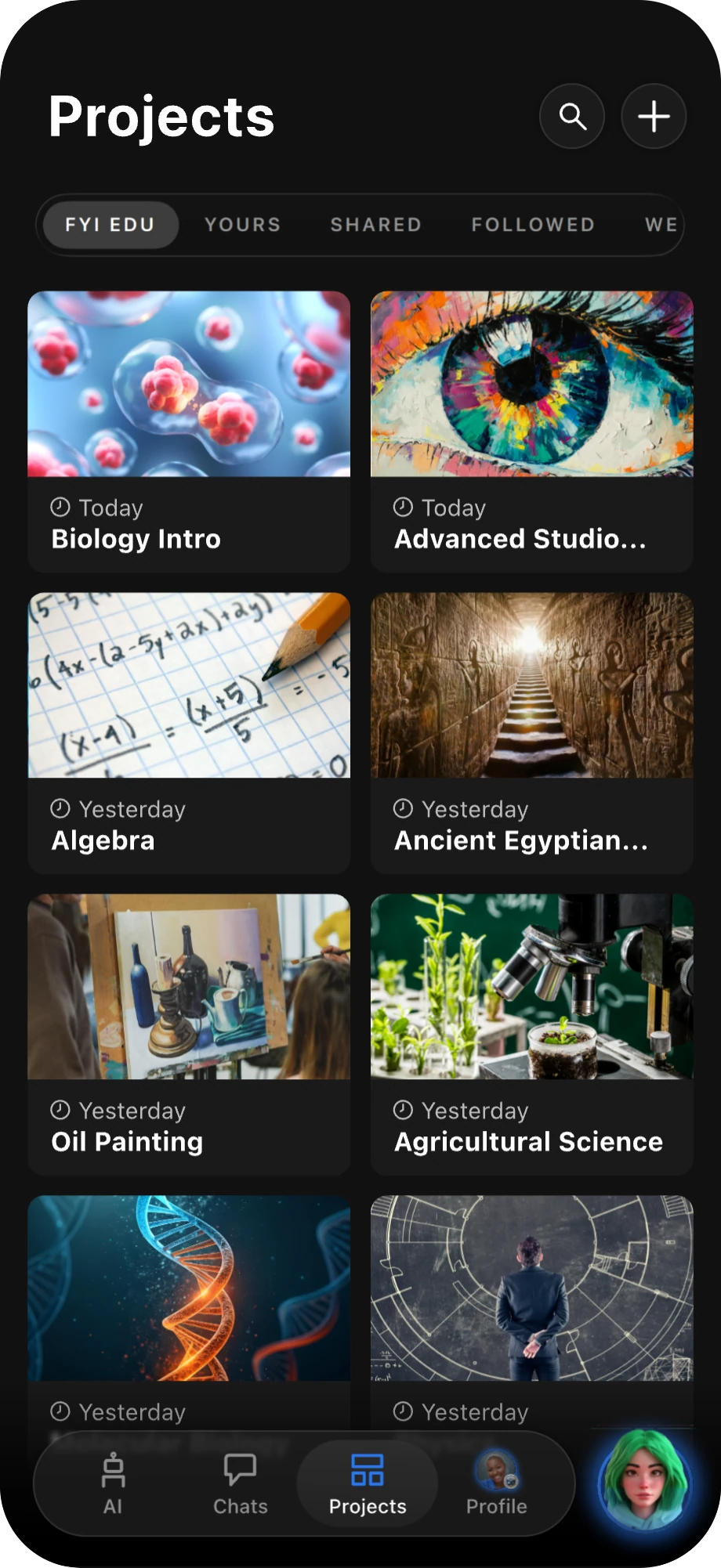 Explore EDU.FYI screen 2 of 2 — the EDU Project tab